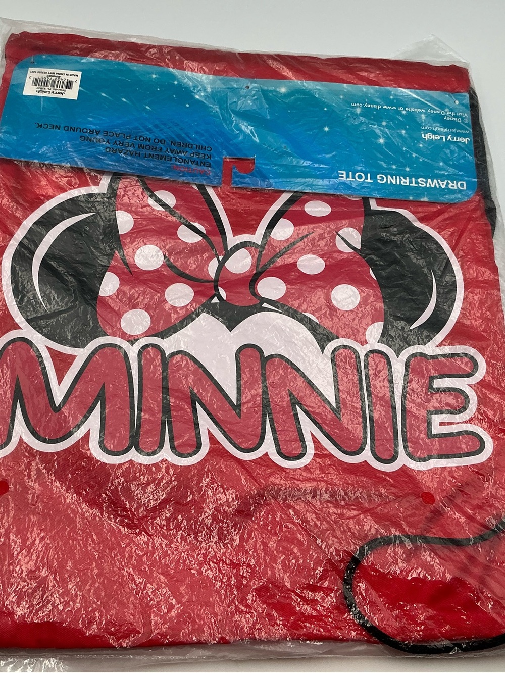 Disney Minnie Red and Black Drawstring Tote with Polka Dot Bow